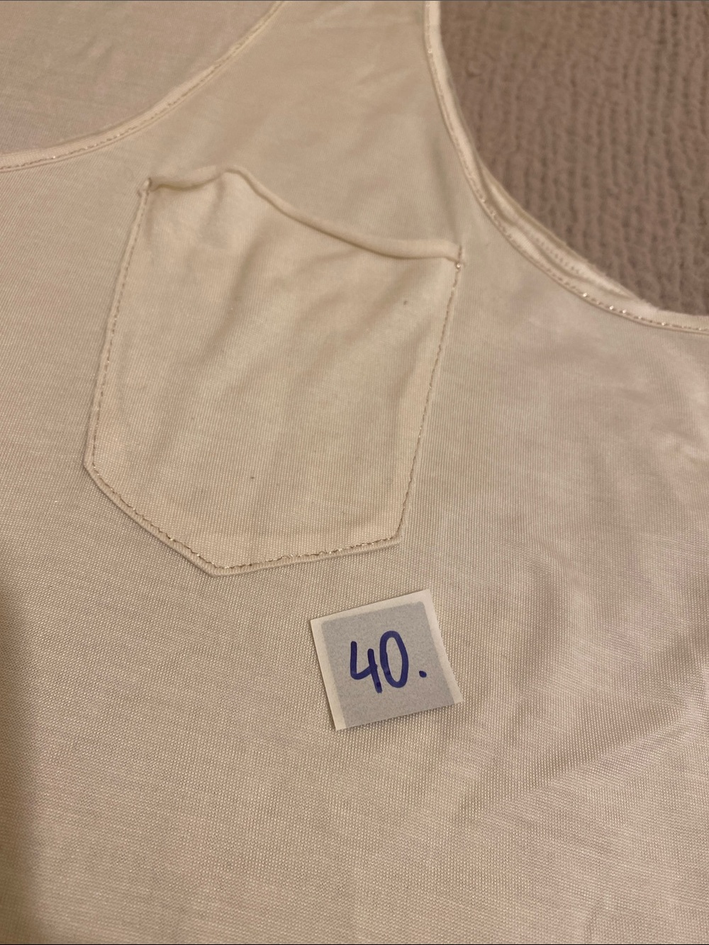 Zadig & Voltaire Delux Silk Cream Scoop Neck Tank with Pockets. Size L - Picture 7 of 7
